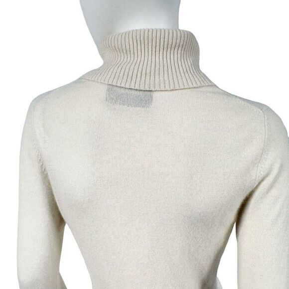 Victor Alfaro Ivory 100% Cashmere Turtleneck Sweater Womens Size M Medium - Picture 6 of 9